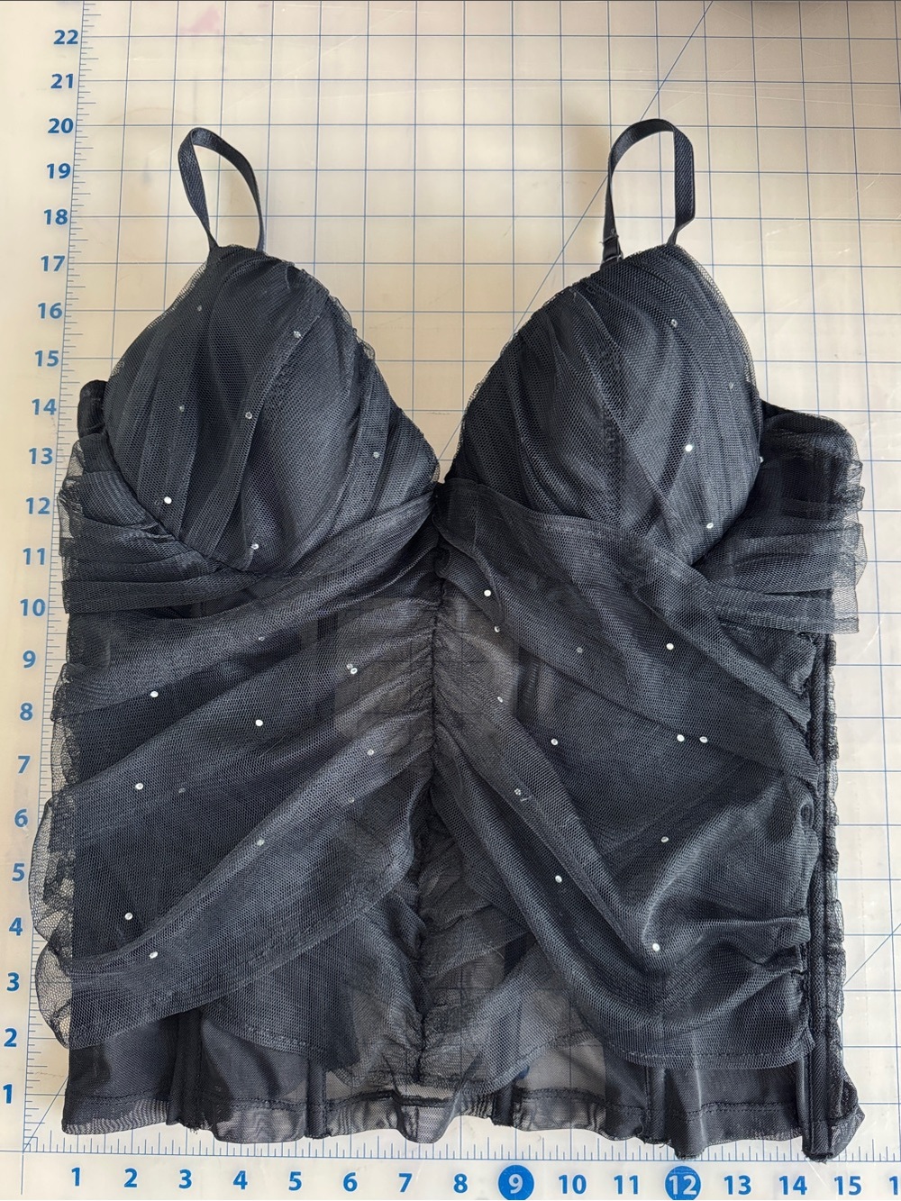VINTAGE La SENZA Tulle Rhinestone Bustier Top Cosmic Cowgirl
